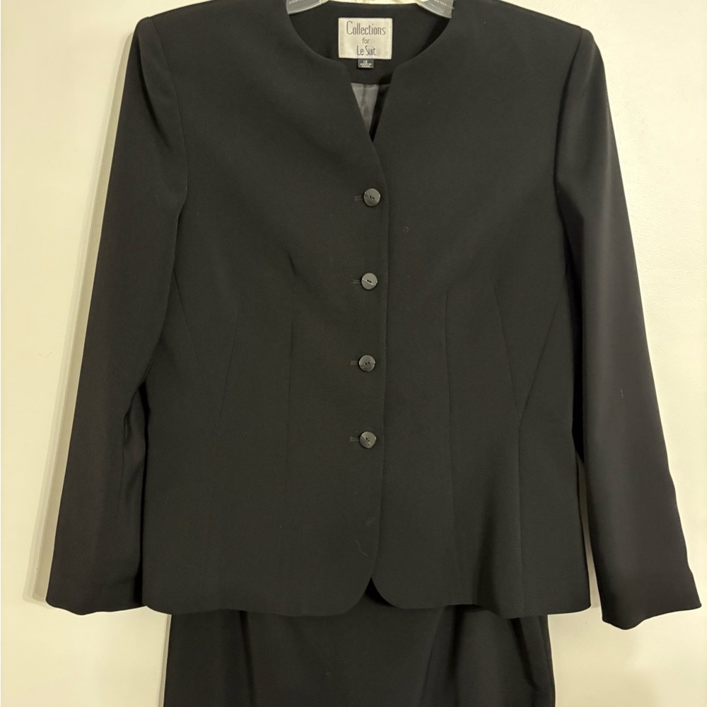Collections Le Suit Elegant Black Women's Skirt and Jacket Size 12 - Picture 3 of 10